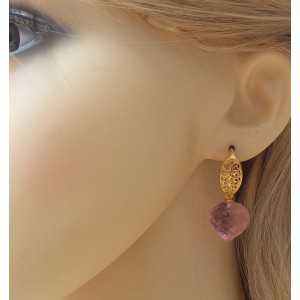 Vergoldete Ohrringe mit rosa Topas Zwiebel