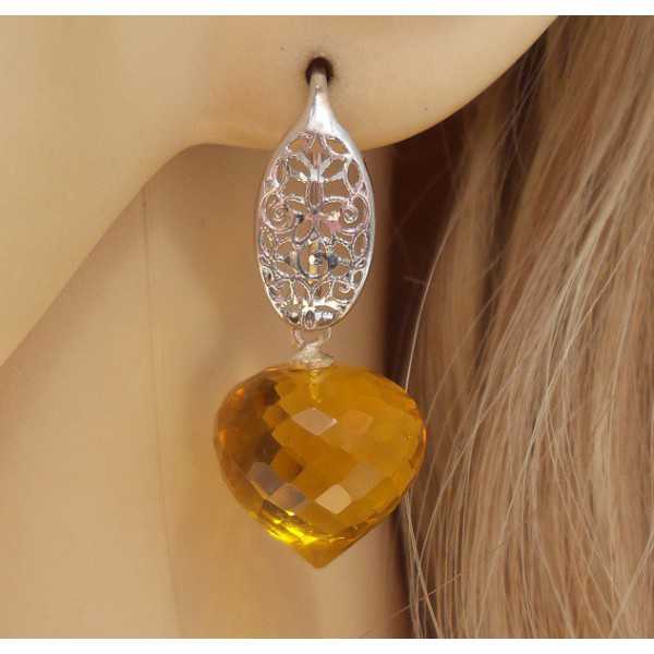 Silver earrings with Citrine onion briolet
