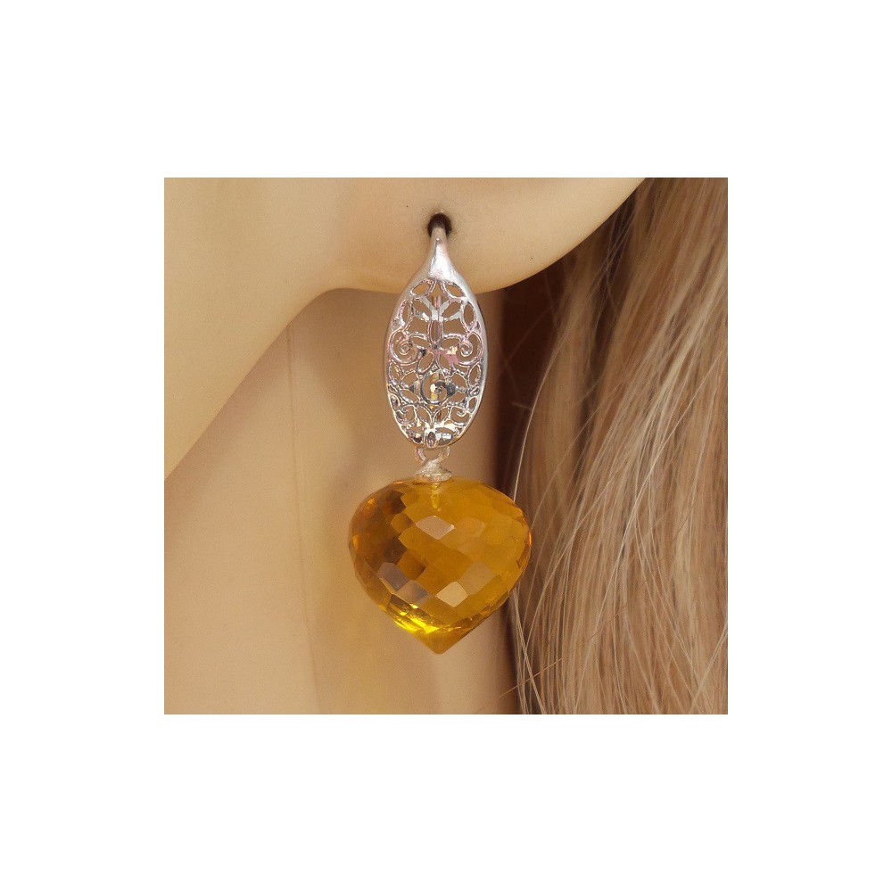 Silver earrings with Citrine onion briolet