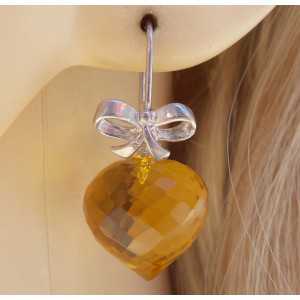 Silver earrings set with Citrine onion briolet
