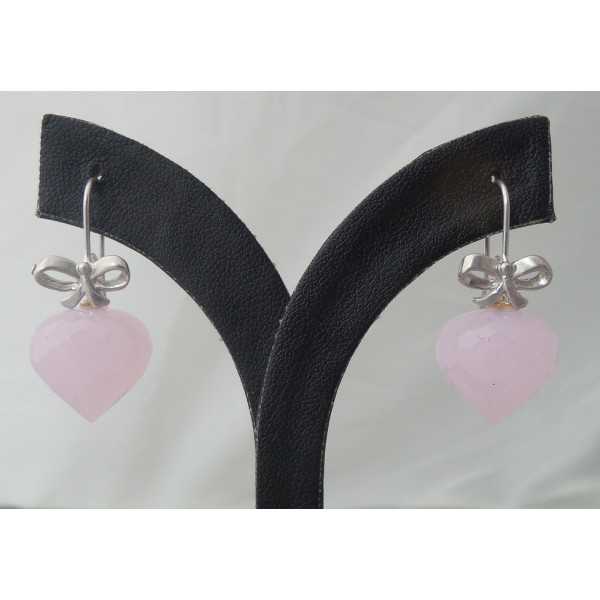 Silver earrings with pink Chalcedony onion briolet