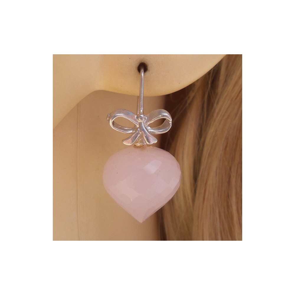 Silver earrings with pink Chalcedony onion briolet