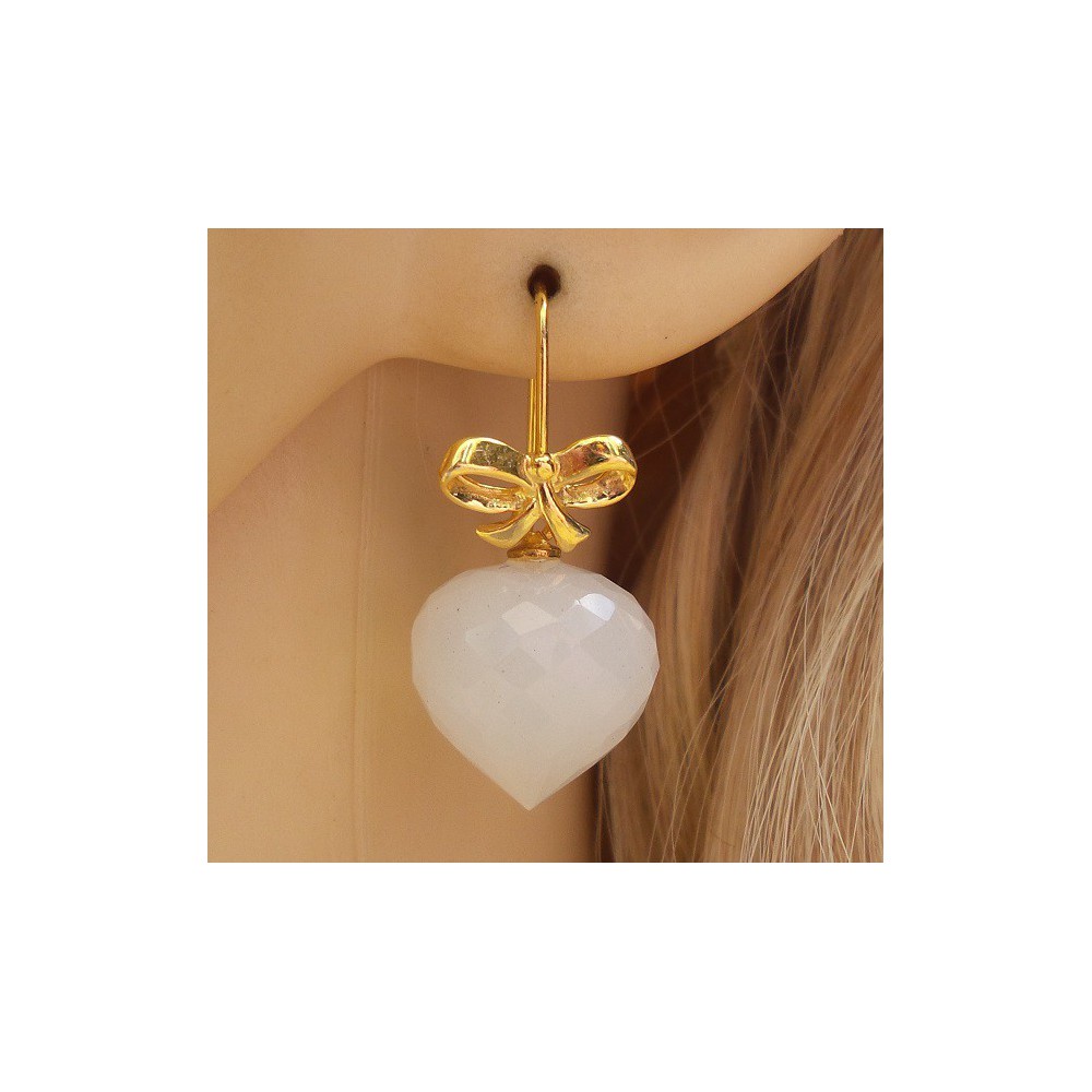 Gold plated earrings with white Onyx onion briolet