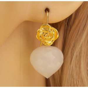 Gold plated earrings set with white Onyx onion briolet 