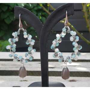 Silver earrings with Moonstone, Topaz, Labradorite and Agate