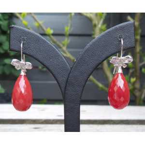 Silber Ohrringe mit roten briolet Onyx