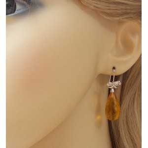 Silver earrings set with Citrine briolet