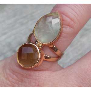 Rosé gold-plated ring set with Lemon Topaz and its color 16.5 mm 