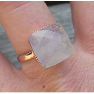 Rosé gold-plated ring set with rainbow Moonstone