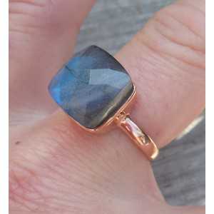 Rosé gold-plated ring set with Labradorite