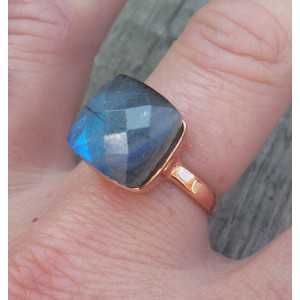 Rosé gold-plated ring set with Labradorite