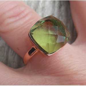 Rosé gold-plated ring set with green Amethyst