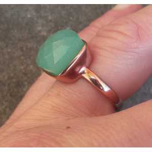 Rosé gold-plated ring set with aqua Chalcedony