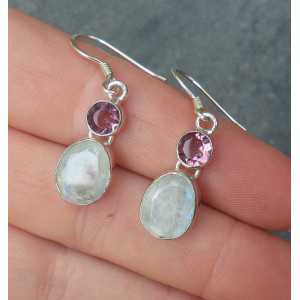 Silver necklace and earrings with Moonstones and Amethisten 
