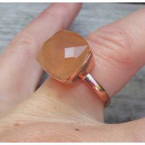 Rosé gold-plated ring set with peach Chalcedony