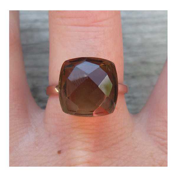 Rosé gold-plated ring set with Smoky Topaz