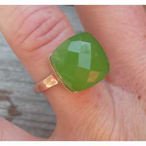Rose gold plated ring with apple green Chalcedony 