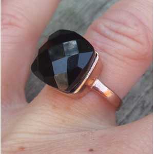 Rosé gold-plated ring set with black Onyx