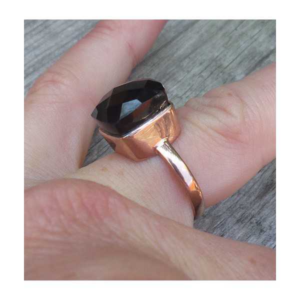 Rosé gold-plated ring set with black Onyx