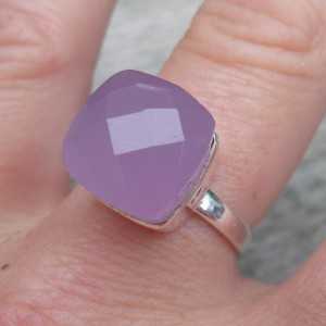 Silber ring set mit einem Lavendel Chalcedon