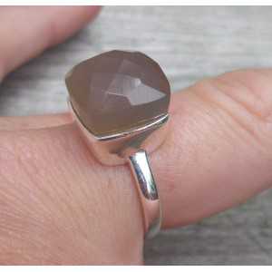 Silver ring set with grey Chalcedony 