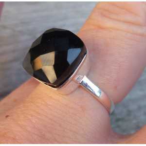 Silber ring set mit quadratischen facettierten schwarzen Onyx 