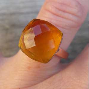 Rosé gold-plated ring set with Citrine