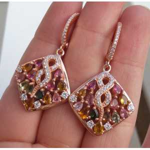 Rosé gold earrings set with Tourmaline and Cz