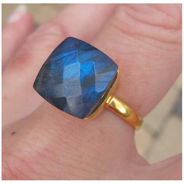 Gold-plated ring set with square Labradorite