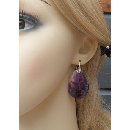 Zilveren oorbellen met oesterschelp 