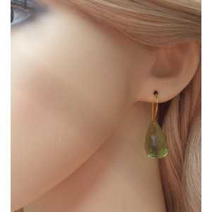 Gold plated earrings with green Amethyst briolet