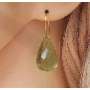 Gold plated earrings with green Amethyst briolet