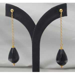 Vergoldete Ohrringe mit Onyx schwarz briolet
