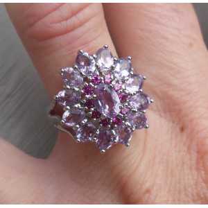 Silver ring with Amethyst and Rhodoliet Grenade 17.3 or 17.7 mm