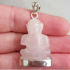 Zilveren hanger met Boeddha van Rozenkwarts