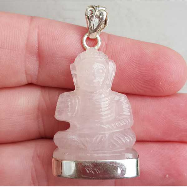 Anhänger aus Silber mit Buddha Rosenquarz