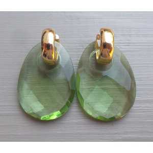 Vergoldete Kreolen mit ovaler grüner Amethyst Quarz