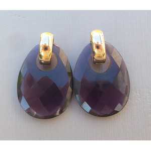 Gold-plated creoles with oval Amethyst quartz 