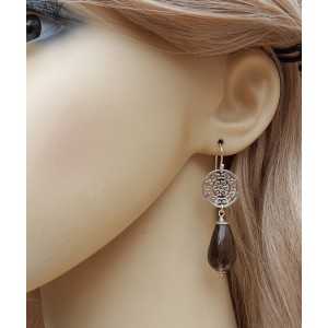 Silver earrings with Smokey Topaz briolet