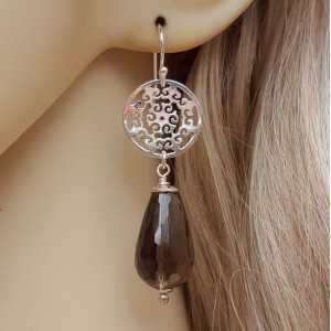 Silver earrings with Smokey Topaz briolet