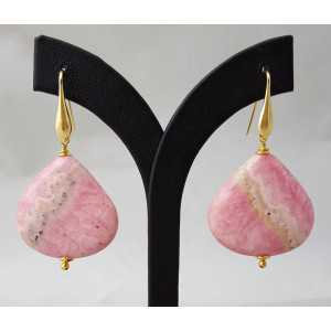 Gold plated earrings with large Rhodochrosite briolet