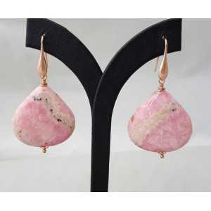 Rosé plated earrings with large Rhodochrosite briolet