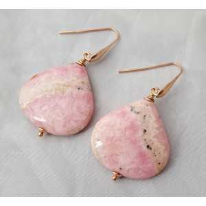 Rosé plated earrings with large Rhodochrosite briolet