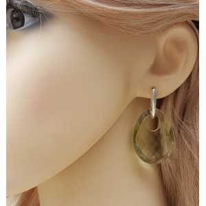 Silber-Ohrringe mit ovalem Anhänger grüner Amethyst Quarz