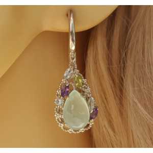 Silver earrings with Chalcedony, Amethyst, Topaz and Peridot