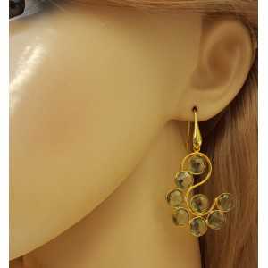 Vergoldete Ohrringe-set mit round facet grün Amethisten