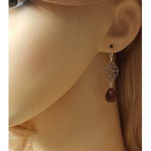 Silver earrings with Amethyst quartz briolet