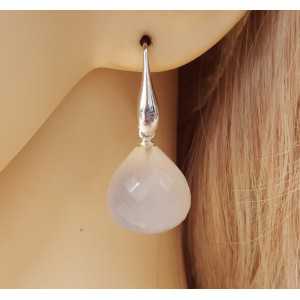 Silver earrings with white Chalcedony Onion