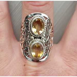 Silver ring set with Citrine 19.7 mm