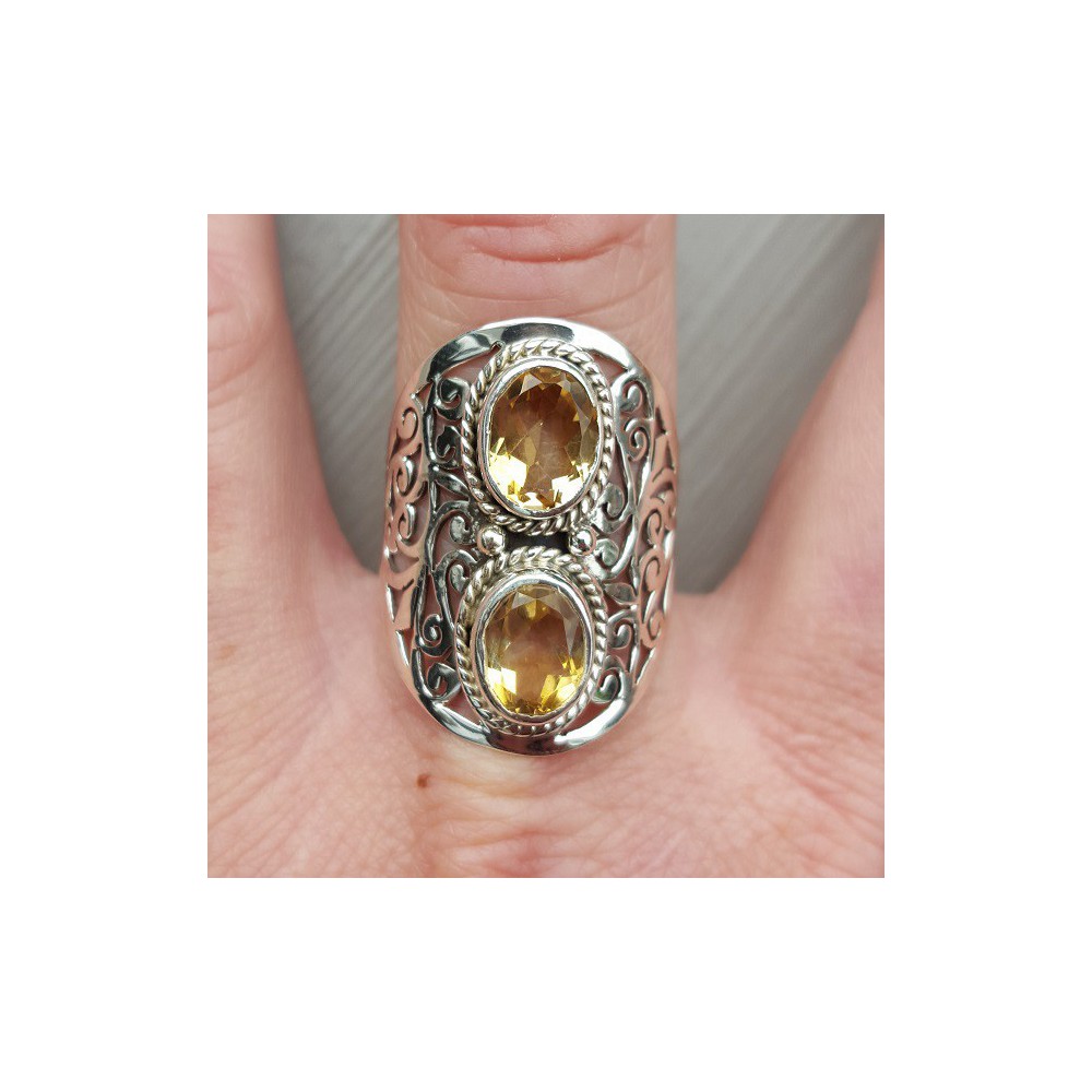 Silver ring set with Citrine 19.7 mm